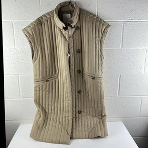 Avec Les Filles Beige Women's Longline Puffer Vest, US Large